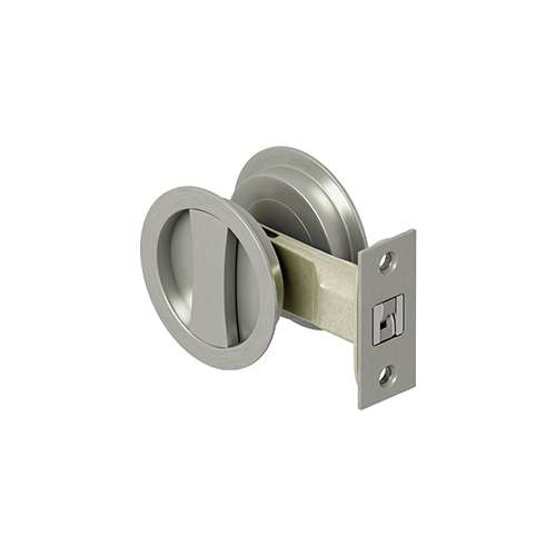 2-1/8" Round Sliding Door Passage Lock Satin Nickel Finish