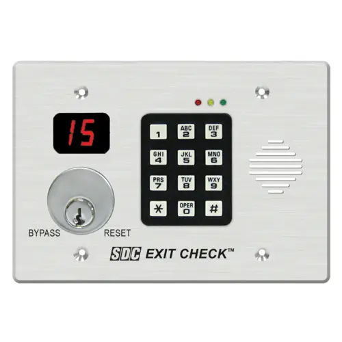 Security Door Controls 101-KDENA Delayed Egress Controller, NFPA 101, Keypad and Keyswitch Control, Selectable Egress Delay (15-30 Seconds), 12/24VDC, SPDT Single Pole Double Throw, Integrated Digital Display, Verbal Countdown, Alarm Tone and Door Release Indicator, Controls up to 2 Doors