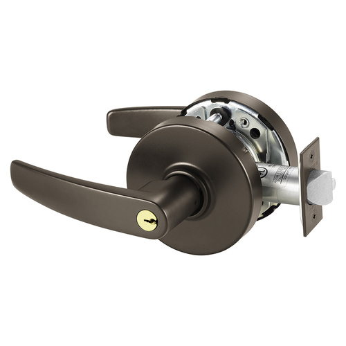 Grade 1 Classroom Security Apartment Exit Privacy Cylindrical Lock, B Lever, Conventional Cylinder, Dark Oxidized Bronze Finish, Not Handed Dark Oxidized Bronze