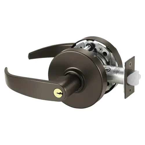 Storeroom Cylindrical Lock Grade 1 with P Lever and L Rose and ASA Strike Dark Bronze Finish