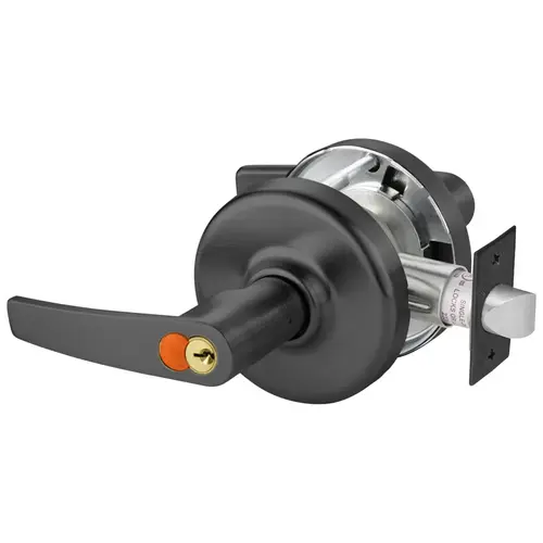 Grade 2 Storeroom or Closet Cylindrical Lock, Armstrong Lever, Corbin Russwin 6-Pin LFIC Red Construction Core, Black Oxidized Bronze, Oil Rubbed Finish, Non-handed Black Oxidized Bronze, Oil Rubbed