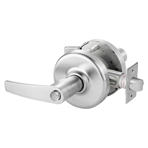 Grade 2 Privacy Bedroom or Bathroom Cylindrical Lock, Armstrong Lever, Satin Chrome Finish, Non-handed, 3-3/4" Backset Satin Chrome