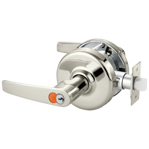 Grade 2 Storeroom or Closet Cylindrical Lock, Armstrong Lever, Corbin Russwin 6-Pin LFIC Green Construction Core, Bright Nickel Plated Clear Coated Finish, Non-handed Bright Nickel Plated Clear Coated