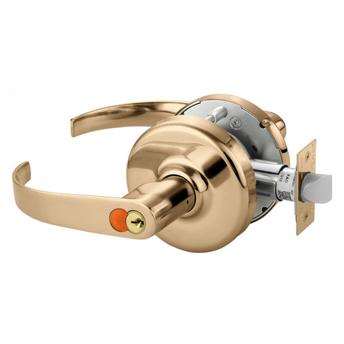 Grade 2 Entrance or Office Cylindrical Lock, Princeton Lever, Corbin Russwin 6-Pin LFIC Green Construction Core, Bright Bronze Clear Coated Finish, Non-handed Bright Bronze Clear Coated