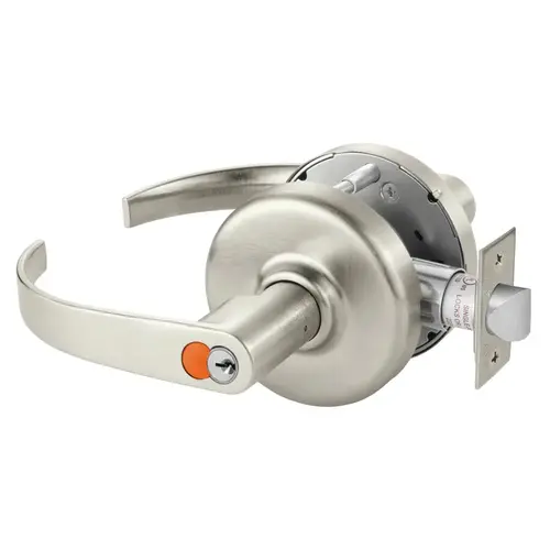 Grade 2 Storeroom or Closet Cylindrical Lock, Princeton Lever, Corbin Russwin 6-Pin LFIC Blue Construction Core, Satin Nickel Plated Clear Coated Finish, Non-handed Satin Nickel Plated Clear Coated