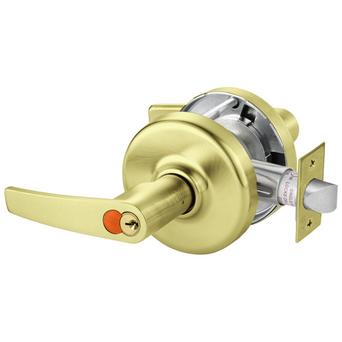 Grade 2 Entrance or Office Cylindrical Lock, Armstrong Lever, Corbin Russwin 6-Pin LFIC Red Construction Core, Satin Brass Finish, Non-handed Satin Brass