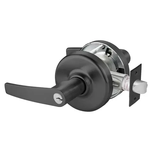 Grade 2 Entry or Office Cylindrical Lock, Armstrong Lever, Conventional Cylinder, Black Suede Powder Coat Finish, Non-handed Black Suede Powder Coat