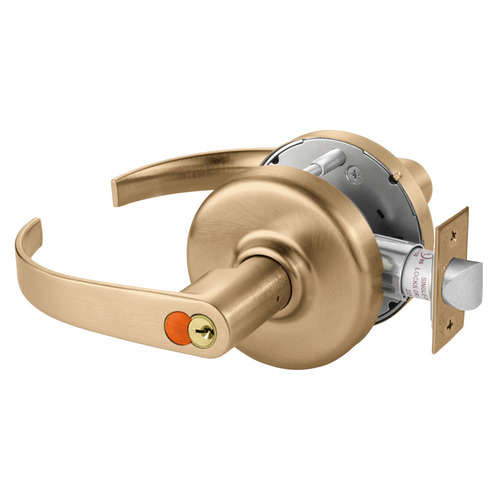 Grade 2 Storeroom or Closet Cylindrical Lock, Princeton Lever, Corbin Russwin 6-Pin LFIC Green Construction Core, Satin Bronze Clear Coated Finish, Non-handed Satin Bronze Clear Coated