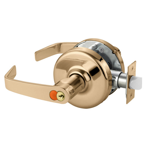 Grade 2 Storeroom or Closet Cylindrical Lock, Newport Lever, Corbin Russwin 6-Pin LFIC Blue Construction Core, Bright Bronze Clear Coated Finish, Non-handed Bright Bronze Clear Coated