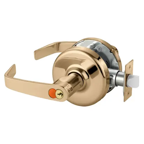 Grade 2 Entrance or Office Cylindrical Lock, Newport Lever, Corbin Russwin 6-Pin LFIC Red Construction Core, Bright Bronze Clear Coated Finish, Non-handed Bright Bronze Clear Coated