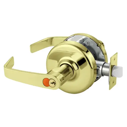 Grade 2 Classroom Cylindrical Lock, Newport Lever, Corbin Russwin 6-Pin LFIC Green Construction Core, Satin Brass Finish, Non-handed Satin Brass