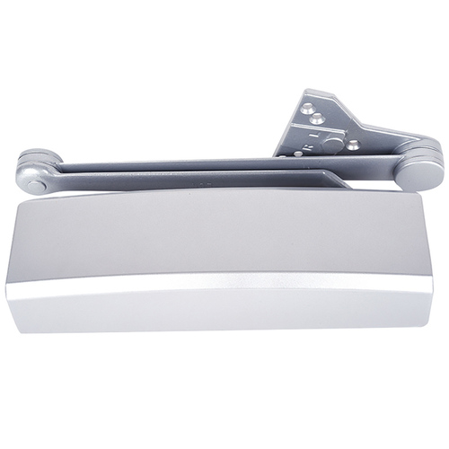 Surface Mount Adjustable 1-6 Door Closer with Extra Duty Arm and 65G Thick Hub Shoe 689 Aluminum Finish