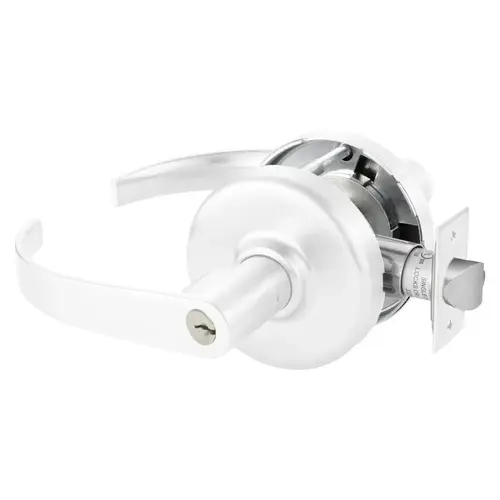 Grade 2 Classroom Cylindrical Lock, Princeton Lever, Conventional Cylinder, White Suede Powder Coat Finish, Non-handed White Suede Powder Coat