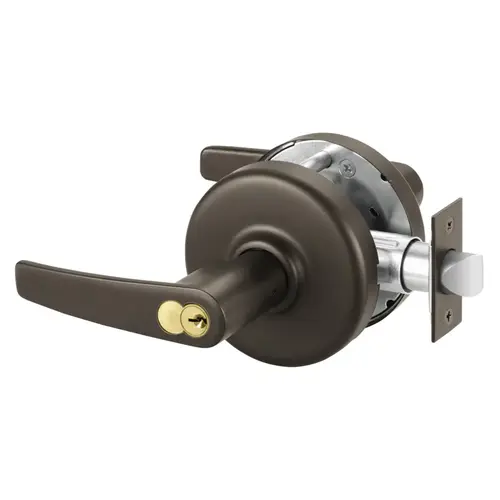 Grade 2 Entry or Office Cylindrical Lock, Armstrong Lever, Corbin Russwin 6-Pin LFIC Core, Dark Oxidized Bronze Finish, Non-handed Dark Oxidized Bronze