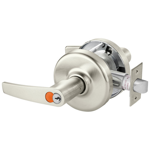 Grade 2 Entrance or Office Cylindrical Lock, Armstrong Lever, Corbin Russwin 6-Pin LFIC Green Construction Core, Satin Nickel Plated Clear Coated Finish, Non-handed Satin Nickel Plated Clear Coated