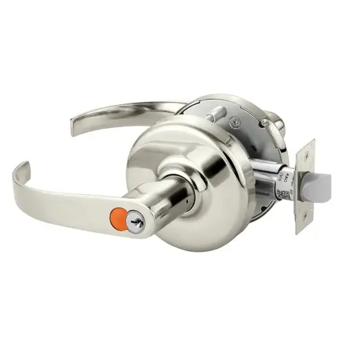 Grade 2 Entrance or Office Cylindrical Lock, Princeton Lever, Corbin Russwin 6-Pin LFIC Red Construction Core, Bright Nickel Plated Clear Coated Finish, Non-handed Bright Nickel Plated Clear Coated