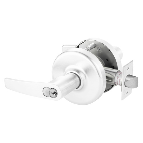 Grade 2 Entry or Office Cylindrical Lock, Armstrong Lever, SFIC Prep Disposable Core, White Suede Powder Coat Finish, Non-handed White Suede Powder Coat