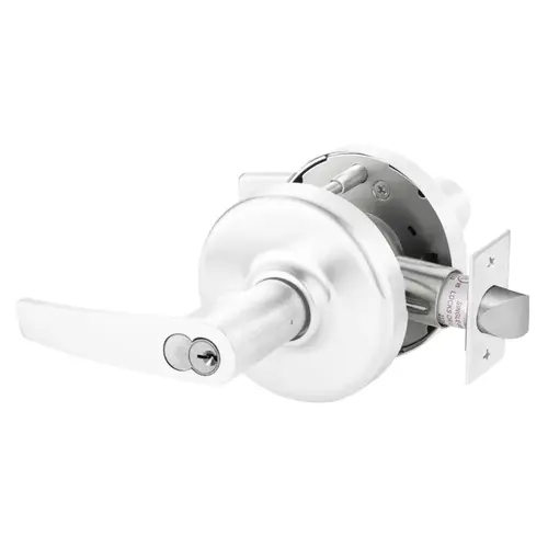 Grade 2 Entrance or Office Cylindrical Lock, Armstrong Lever, Corbin Russwin 6-Pin LFIC Core, White Suede Powder Coat Finish, Non-handed White Suede Powder Coat