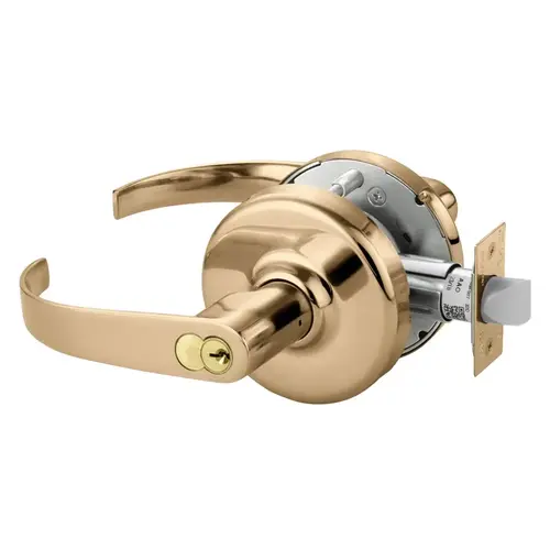 Grade 2 Entry or Office Cylindrical Lock, Princeton Lever, Corbin Russwin 6-Pin LFIC Core, Bright Bronze Clear Coated Finish, Non-handed Bright Bronze Clear Coated