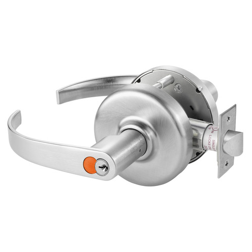 Grade 2 Entrance or Office Cylindrical Lock, Princeton Lever, Corbin Russwin 6-Pin LFIC Blue Construction Core, Satin Chrome Finish, Non-handed Satin Chrome