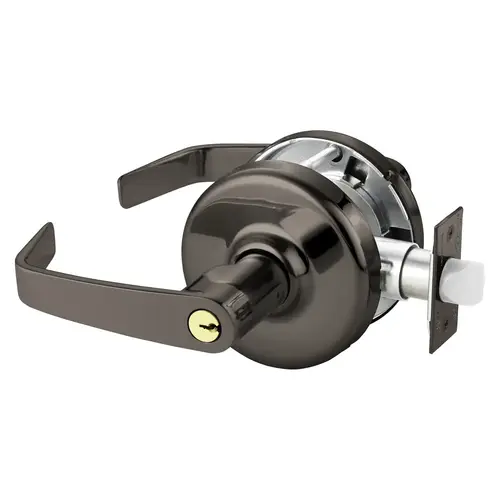 Grade 2 Entrance or Office Cylindrical Lock, Newport Lever, Conventional Cylinder, Dark Oxidized Bronze Clear Coated Finish, Non-handed, 3-3/4" Backset Dark Oxidized Bronze Clear Coated