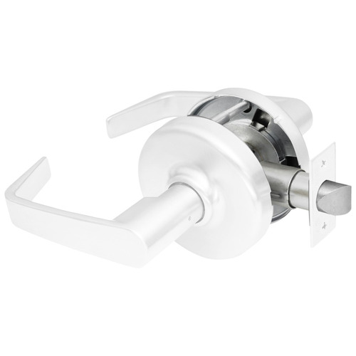 Grade 2 Passage Lever x Blank Plate Cylindrical Lock, Newport Lever, White Suede Powder Coat Finish, Non-handed White Suede Powder Coat