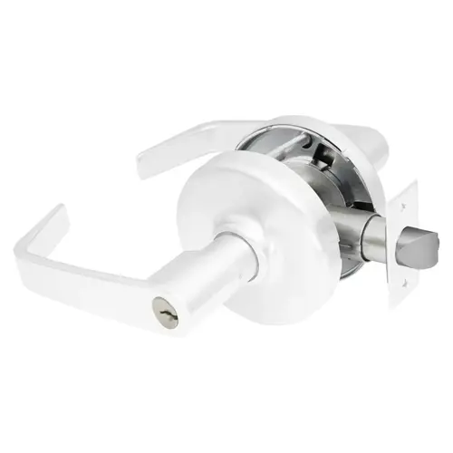 Grade 2 Classroom Cylindrical Lock, Newport Lever, Conventional Cylinder, White Suede Powder Coat Finish, Non-handed, 3-3/4" Backset White Suede Powder Coat