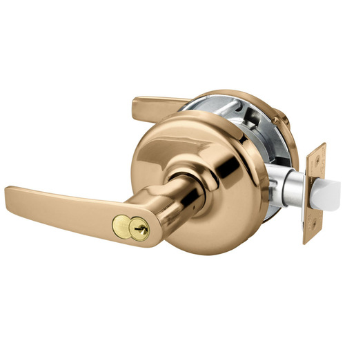 Grade 2 Entrance or Office Cylindrical Lock, Armstrong Lever, Corbin Russwin 6-Pin LFIC Core, Bright Bronze Clear Coated Finish, Non-handed Bright Bronze Clear Coated