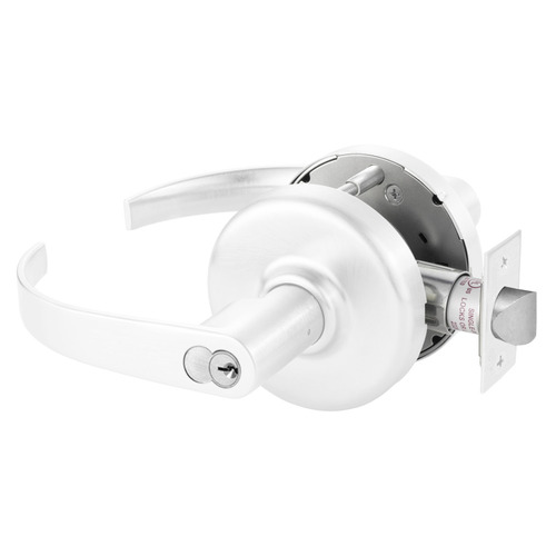 Grade 2 Classroom Cylindrical Lock, Princeton Lever, SFIC Prep Disposable Core, White Suede Powder Coat Finish, Non-handed White Suede Powder Coat