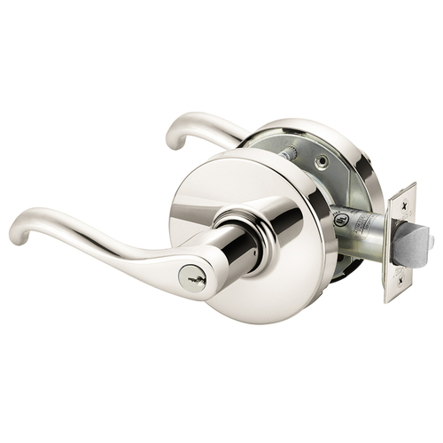 Grade 1 Utility Asylum or Institution Cylindrical Lock, Y Lever, Conventional Cylinder, Bright Chrome Finish, Left Hand Bright Chrome