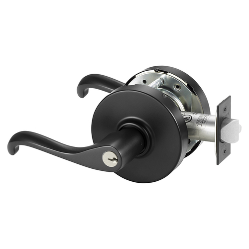 Grade 1 Communicating Cylindrical Lock, Y Lever, Conventional Cylinder, Black Suede Powder Coat Finish, Left Hand Black Suede Powder Coat