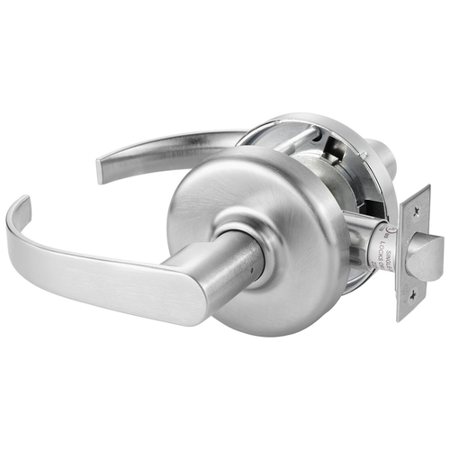 Grade 2 Passage or Closet Cylindrical Lock, Princeton Lever, Satin Chrome Finish, Non-handed, 3-3/4" Backset Satin Chrome