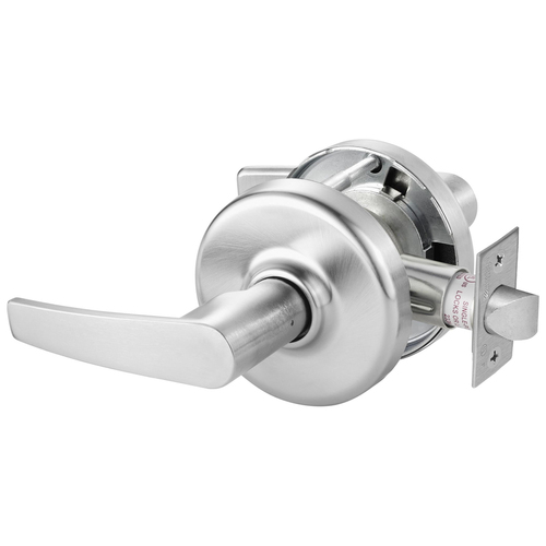 Grade 2 Passage or Closet Cylindrical Lock, Armstrong Lever, Satin Chrome Finish, Non-handed, 5" Backset Satin Chrome