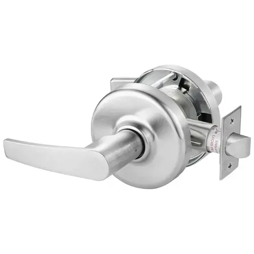 Grade 2 Passage Lever x Blank Plate Cylindrical Lock, Armstrong Lever, Satin Chrome Finish, Non-handed, 5" Backset Satin Chrome