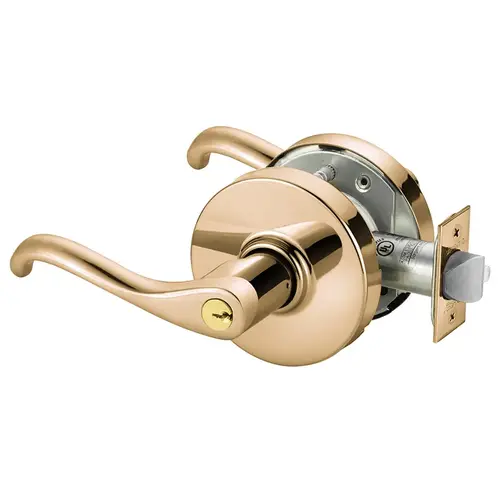 Grade 1 Store or Storeroom Cylindrical Lock, Y Lever, Conventional Cylinder, Bright Bronze Clear Coated Finish, Right Hand Bright Bronze Clear Coated