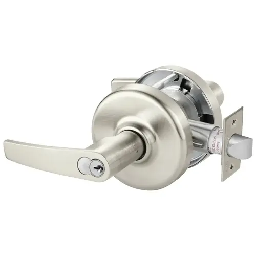 Grade 2 Storeroom or Closet Cylindrical Lock, Armstrong Lever, SFIC Prep Disposable Core, Satin Nickel Plated Clear Coated Finish, Non-handed Satin Nickel Plated Clear Coated