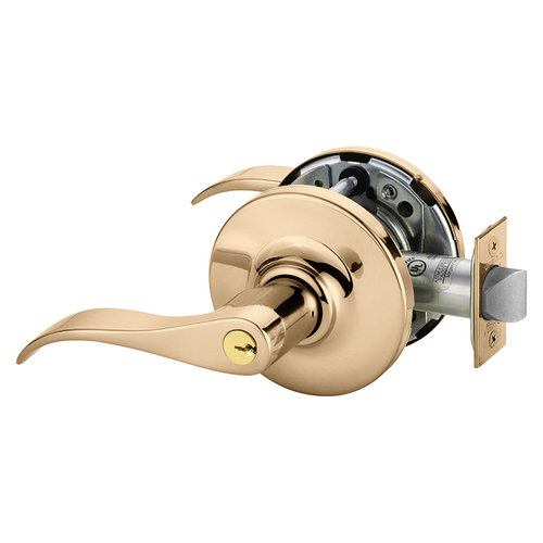 Grade 1 Hotel Dormitory or Apartment Cylindrical Lock, G Lever, Conventional Cylinder, Bright Bronze Clear Coated Finish, Right Hand Bright Bronze Clear Coated