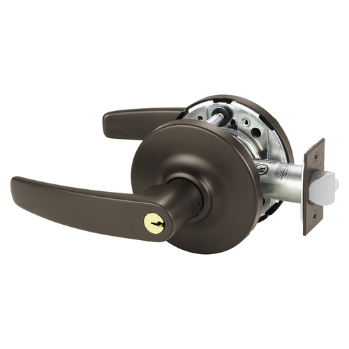 Grade 1 Hotel Dormitory or Apartment Cylindrical Lock, B Lever, Conventional Cylinder, Dark Oxidized Bronze Finish, Not Handed Dark Oxidized Bronze