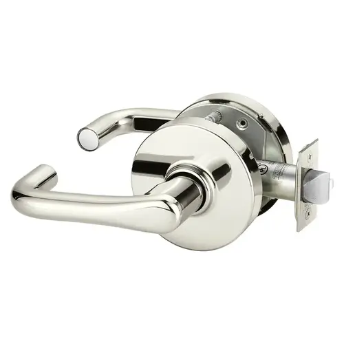 Grade 1 Exit or Communicating Cylindrical Lock, J Lever, Non-Keyed, Bright Nickel Finish, Not Handed Bright Nickel