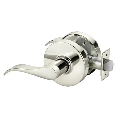 Grade 1 Exit Cylindrical Lock, G Lever, Non-Keyed, Bright Nickel Plated Clear Coated Finish, Left Hand Bright Nickel Plated Clear Coated