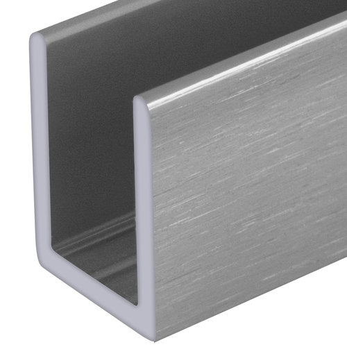 Brushed Anodized 3/8" Fixed Panel Shower Door Deep U-Channel -  4 inch Sample