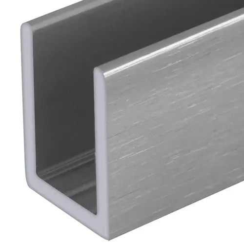 Brushed Anodized 3/8" Fixed Panel Shower Door Deep U-Channel -  48" Stock Length - pack of 10