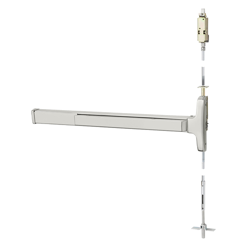 Concealed Vertical Rod Exit Device Bright Stainless Steel