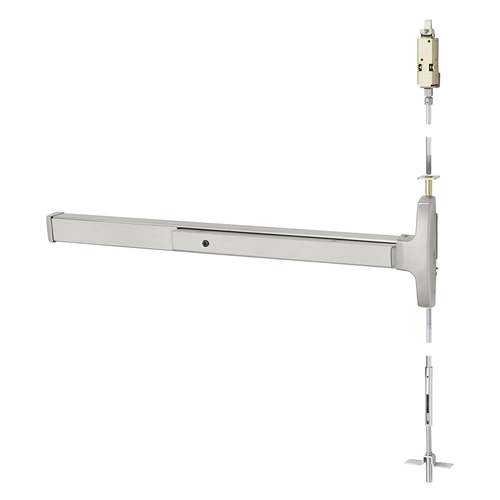 Concealed Vertical Rod Exit Device Satin Stainless Steel