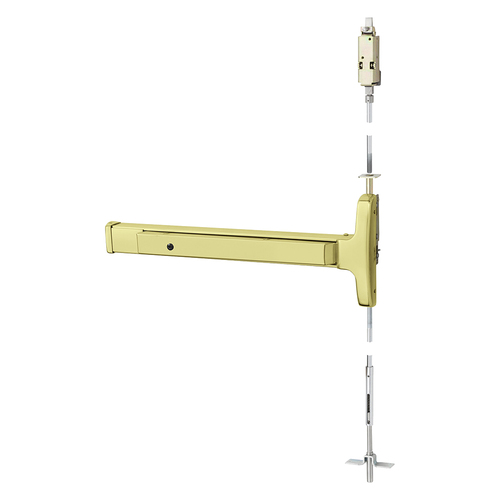 Concealed Vertical Rod Exit Device Bright Brass