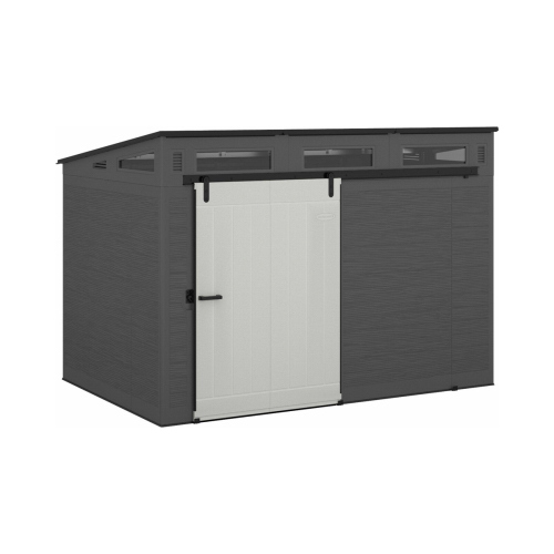 Storage Shed 10 ft. x 7 ft. Plastic Horizontal Barn with Floor Kit Gray