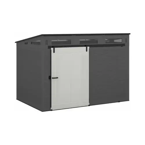 Storage Shed 10 ft. x 7 ft. Plastic Horizontal Barn with Floor Kit Gray Peppercorn