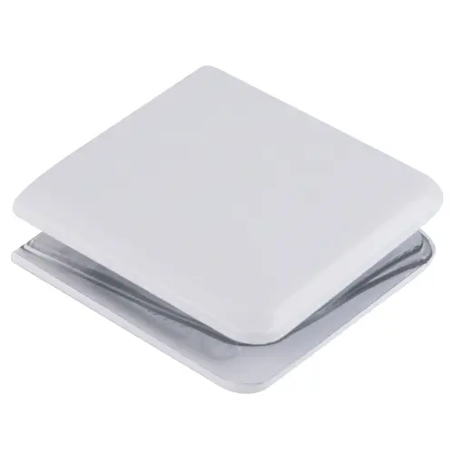 White Beveled Style Notch-in-Glass Fixed Panel U-Clamp