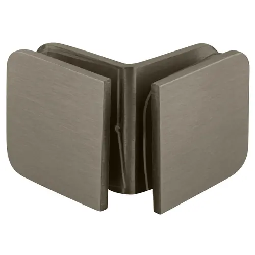 Brushed Nickel 90 Degree Traditional Style Glass-to-Glass Clamp