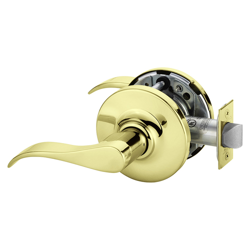 Grade 1 Passage Cylindrical Lock, G Lever, Non-Keyed, Bright Brass Finish, Not Handed Bright Brass